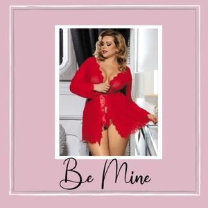 Sheer Lace Baby Doll Robe & V-string Panty